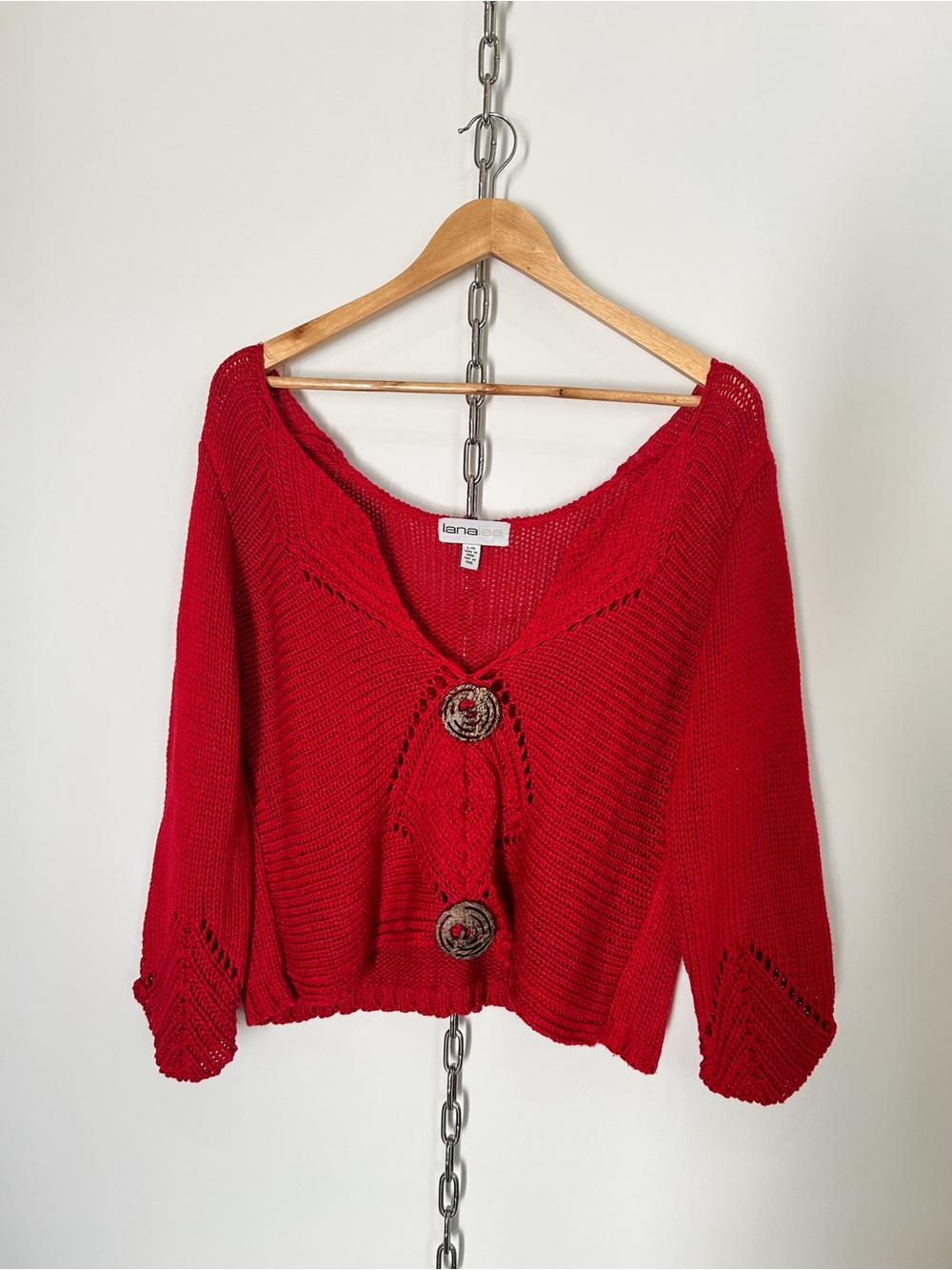 Vintage Boho Red Knit Sweater